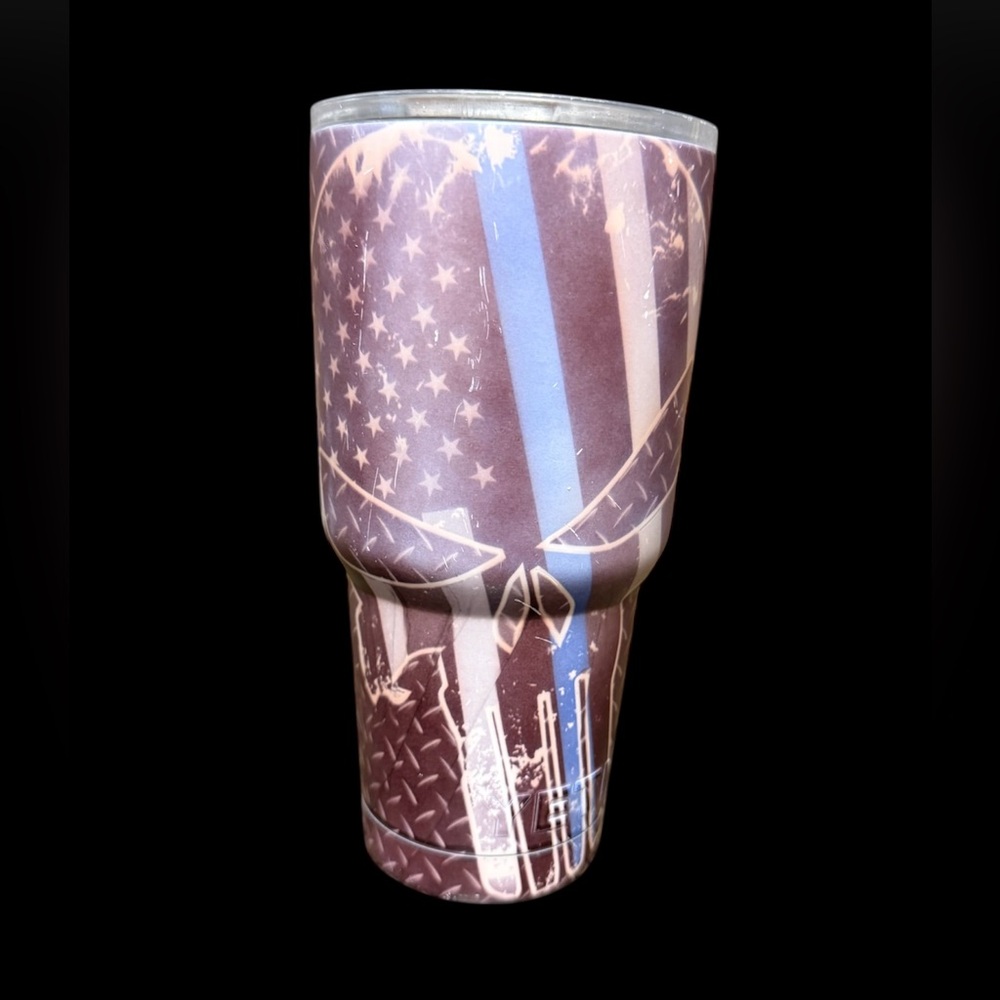 American Flag Punisher Skull Yeti Insulated 30oz Tumbler Travel Cup
